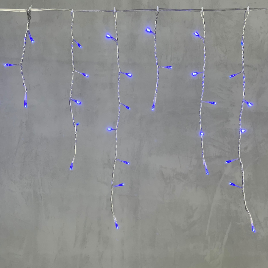 Гирлянда Бахрома 3,1 x 0,5 м Синяя 220В, 150 LED, Провод Прозрачный ПВХ, IP54