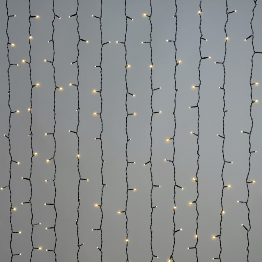 Гирлянда Занавес 2 x 2 м Тепло-Белый 220В, 400 LED, Провод Черный ПВХ, IP54