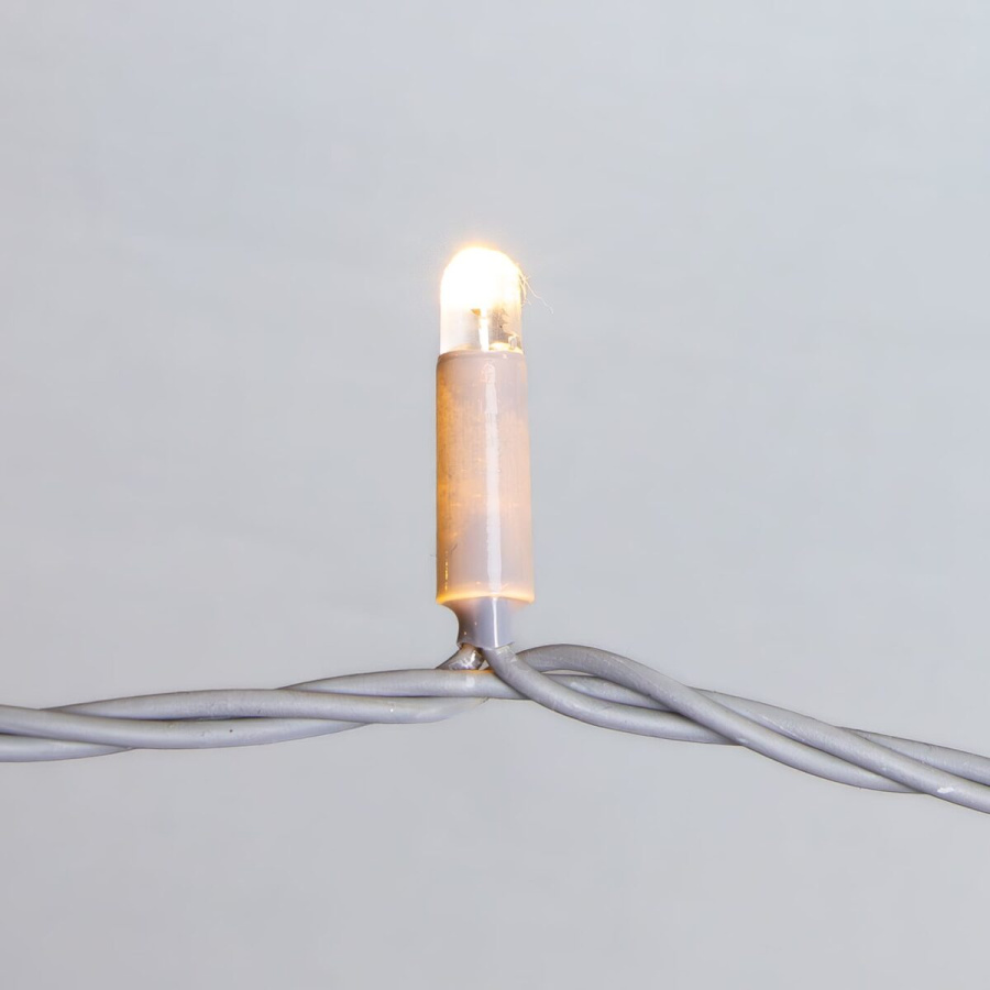 Гирлянда Нить 10м Тепло-Белая 24В, 100 LED, Провод Серая Резина 2,3мм, IP65
