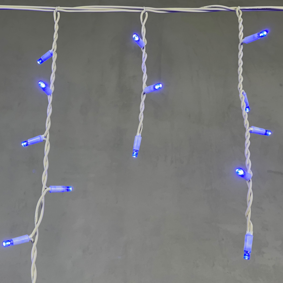 Гирлянда Бахрома 3,1 x 0,5 м Синяя 220В, 120 LED, Провод Белый Каучук, IP65