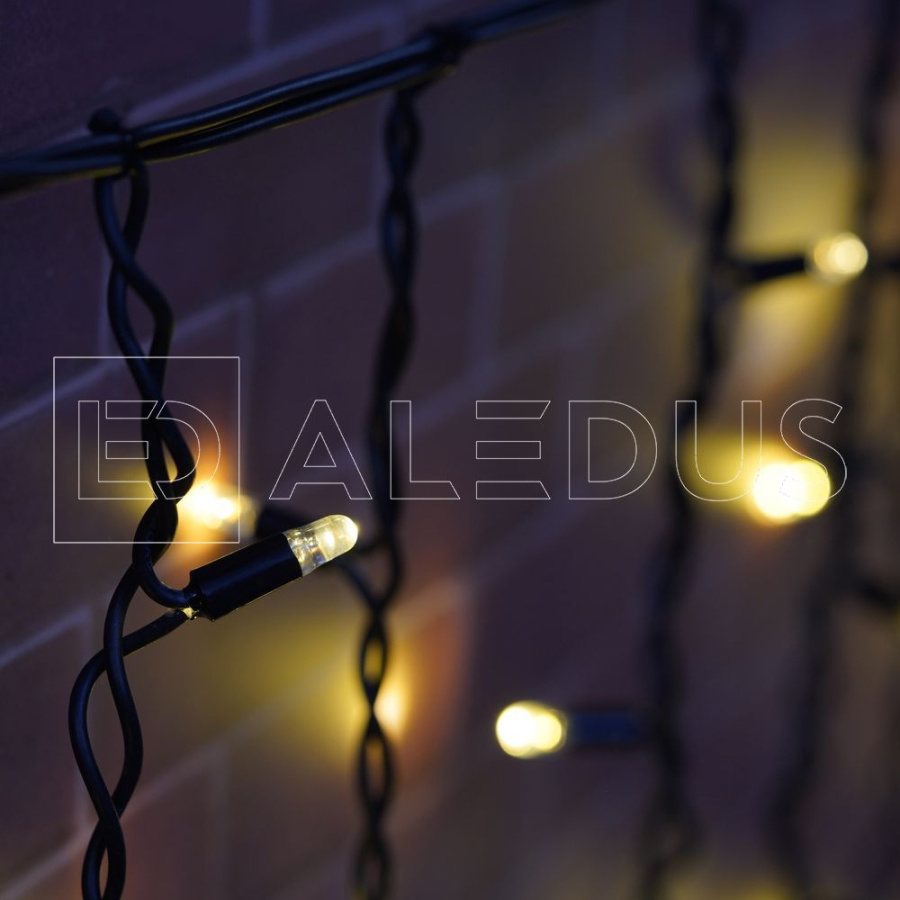 Бахрома (Айсикл) ALEDUS, 220 В, 3x0.9 м, черный провод, резина, теплый белый, без мерцания