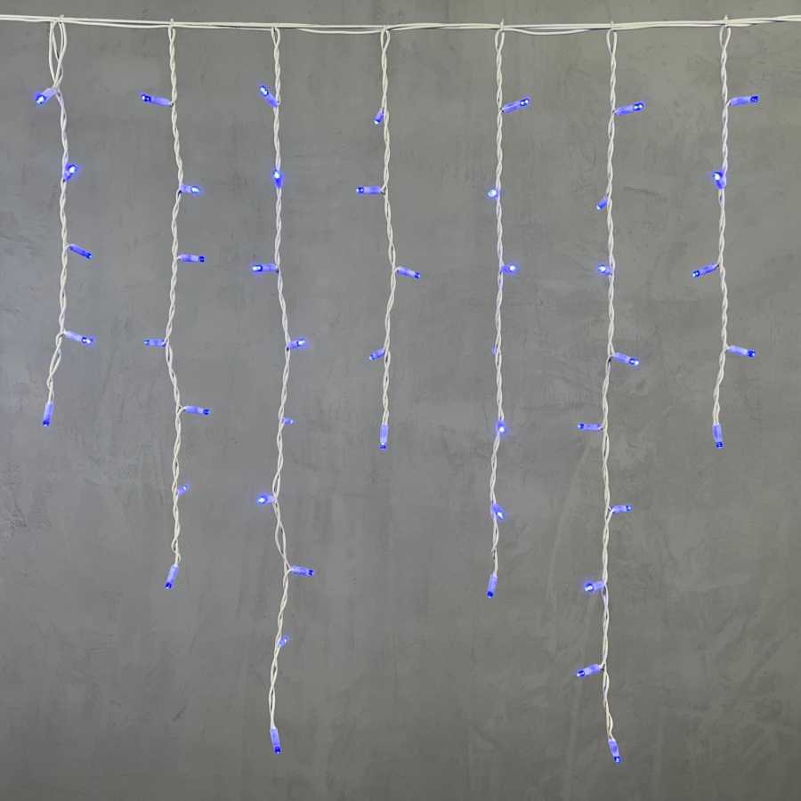 Гирлянда Бахрома 3,2 х 0,9 м Синяя, 168 LED, Белый Провод Каучук, IP65