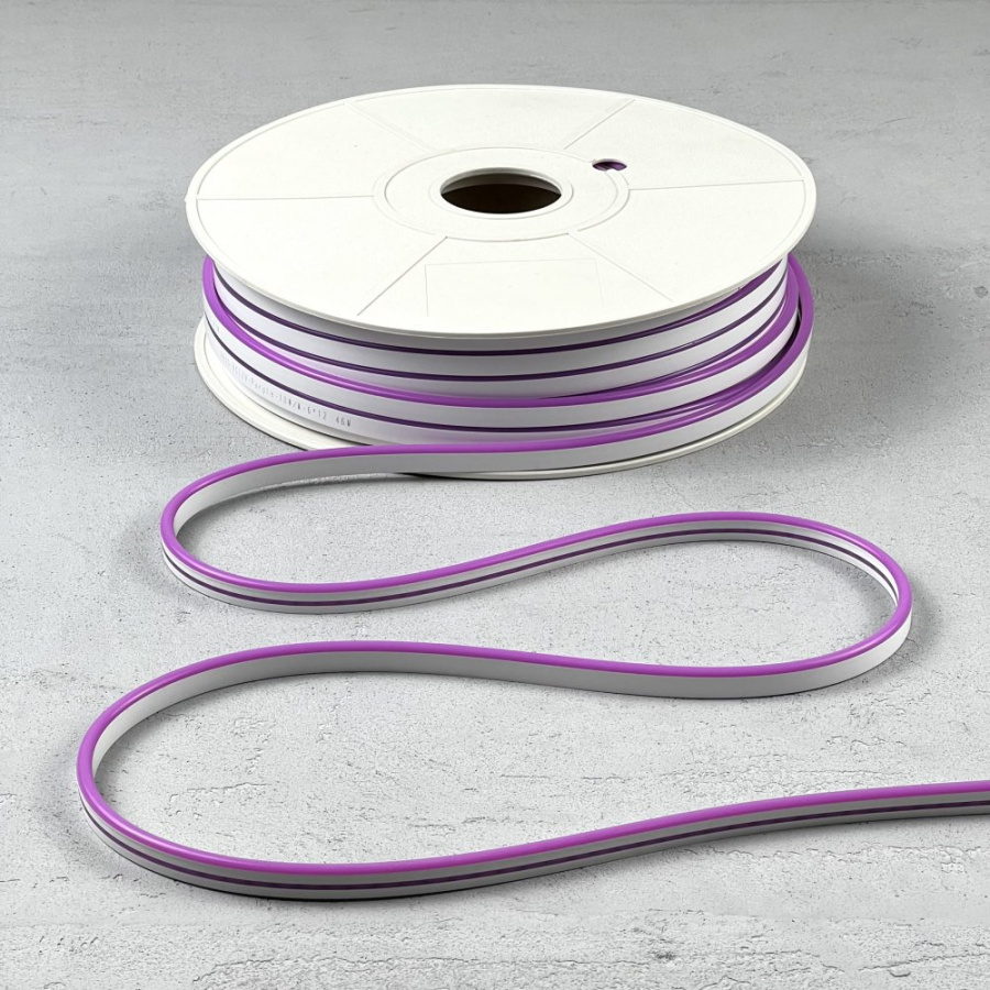 Односторонний Гибкий Неон 8х16мм Фиолетовый 12В, IP65