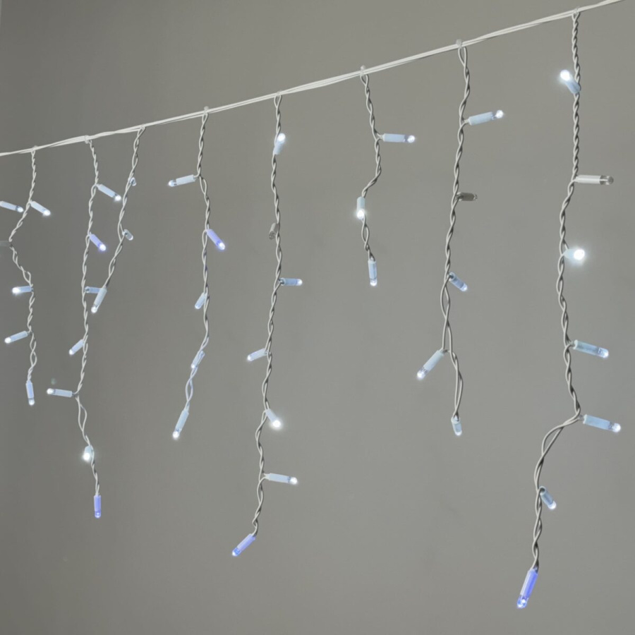 Гирлянда Бахрома 3,1 x 0,5 м Белая с Мерцанием Белого Диода 220В, 120 LED, Провод Белый Каучук 2,3мм, IP65