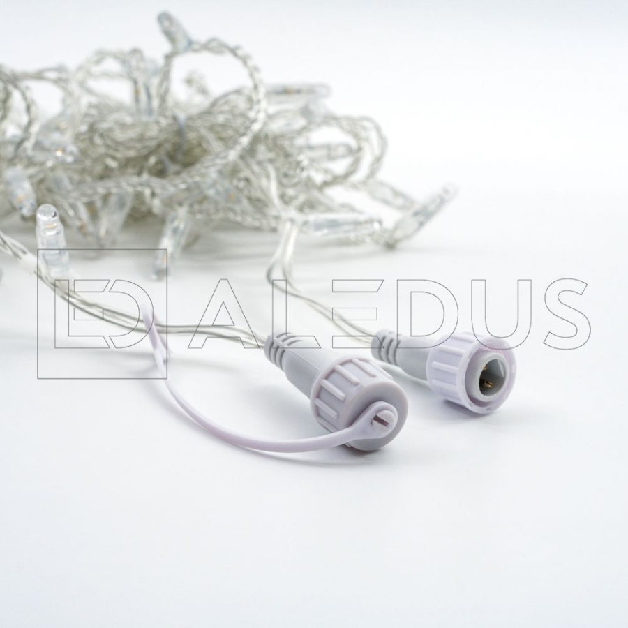 Гирлянда (Нить) ALEDUS, 220 В, 10 м, прозрачный провод, белый, без мерцания