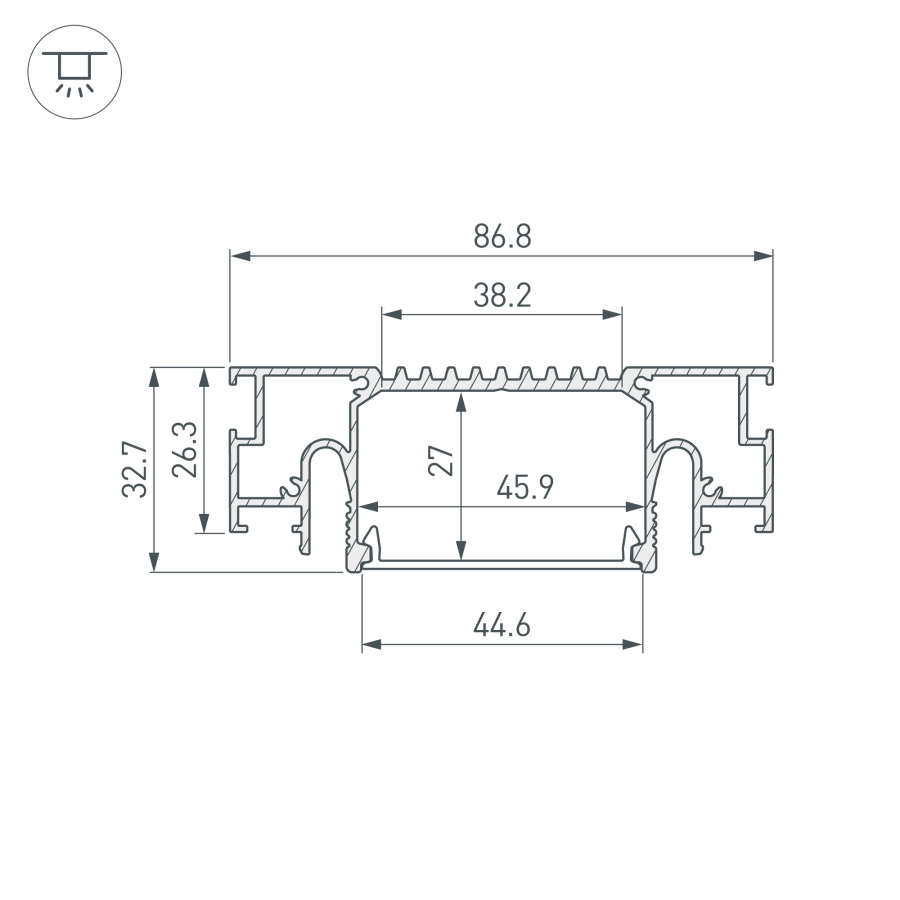 Профиль STRETCH-41-CEIL-CENTER-2000 WHITE (Arlight, Алюминий)