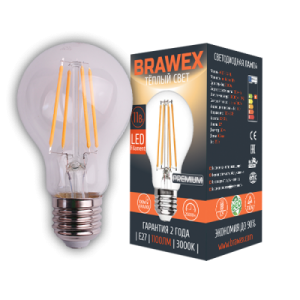 Светодиодная (LED) лампа BRAWEX ФИЛАМЕНТ 11Вт мягкий свет A60 Е27