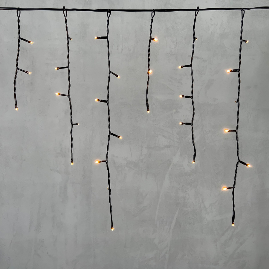 Гирлянда Бахрома 3,1 x 0,5 м Экстра Тепло-Белая 220В, 150 LED, Провод Черный ПВХ, IP54