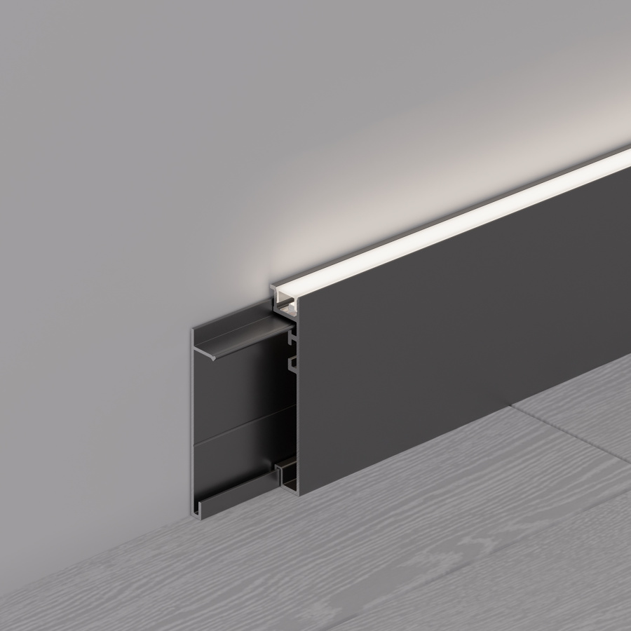 Профиль PLINTUS-H55-2000 BLACK (Arlight, Алюминий)