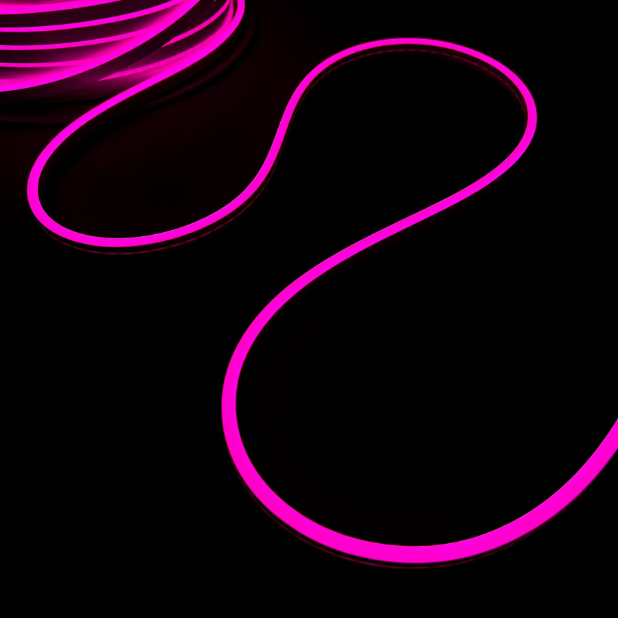 Односторонний Гибкий Неон 6х12мм Розовый 12В, IP65