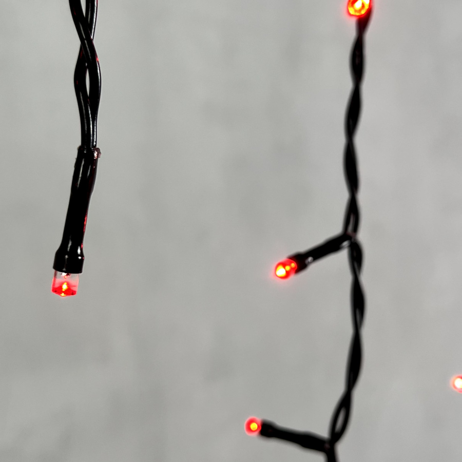 Гирлянда Бахрома 4,9 x 0,5 м Красная 220В, 240 LED, Провод Черный ПВХ, IP54