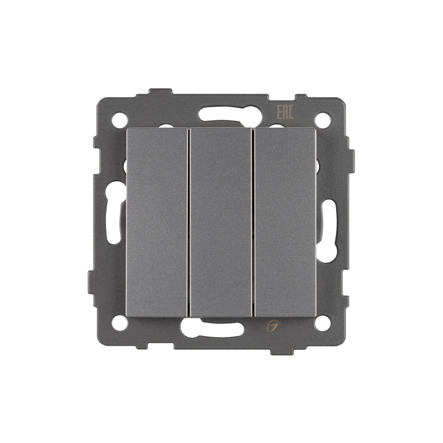 Механизм выключателя трехклавишный непроходной SWT-MK03-PL-GR-V (250V, 10A) (Arlight, -)