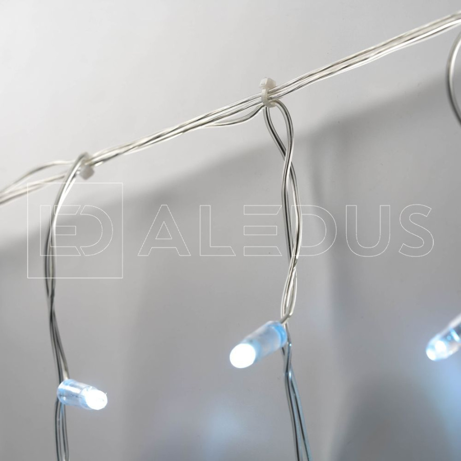 Бахрома (Айсикл) ALEDUS, 220 В, 3x0.5 м, IP65, прозрачный провод, белый, без мерцания, 114 светодиодов