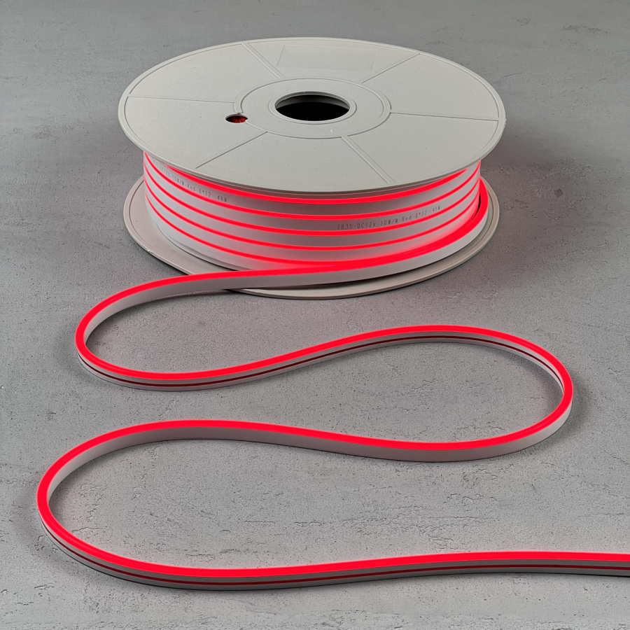 Односторонний Гибкий Неон 8х16мм Красный 12В, IP65