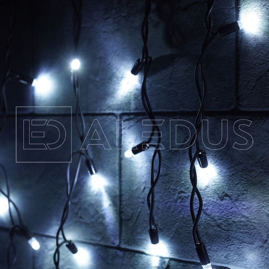 Бахрома (Айсикл) ALEDUS, 220 В, 3x0.5 м, черный провод, резина, белый, без мерцания