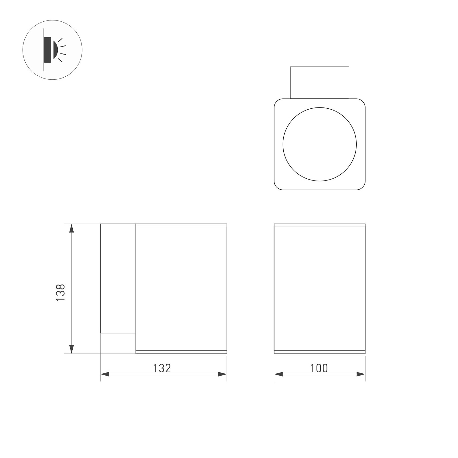 Светильник LGD-EVO-WALL-S100x100-12W Day4000 (GR, 44 deg, 230V) (Arlight, IP54 Металл, 3 года)