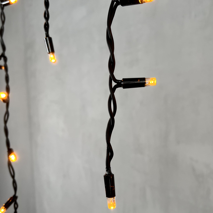 Гирлянда Бахрома 3,1 x 0,5 м Желтая 220В, 120 LED, Провод Черный Каучук, IP65