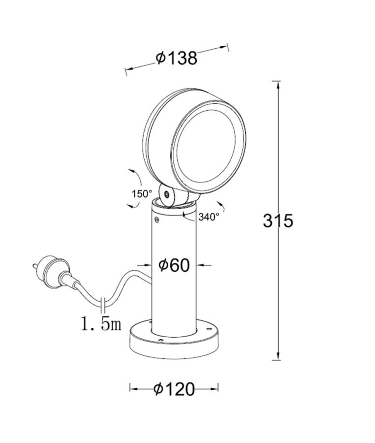 Грунтовый светильник W1093 Gr