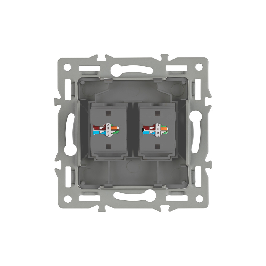 Механизм компьютерной розетки двойной SCT-MPC2-PL-GR (RJ-45, CAT6) (Arlight, -)