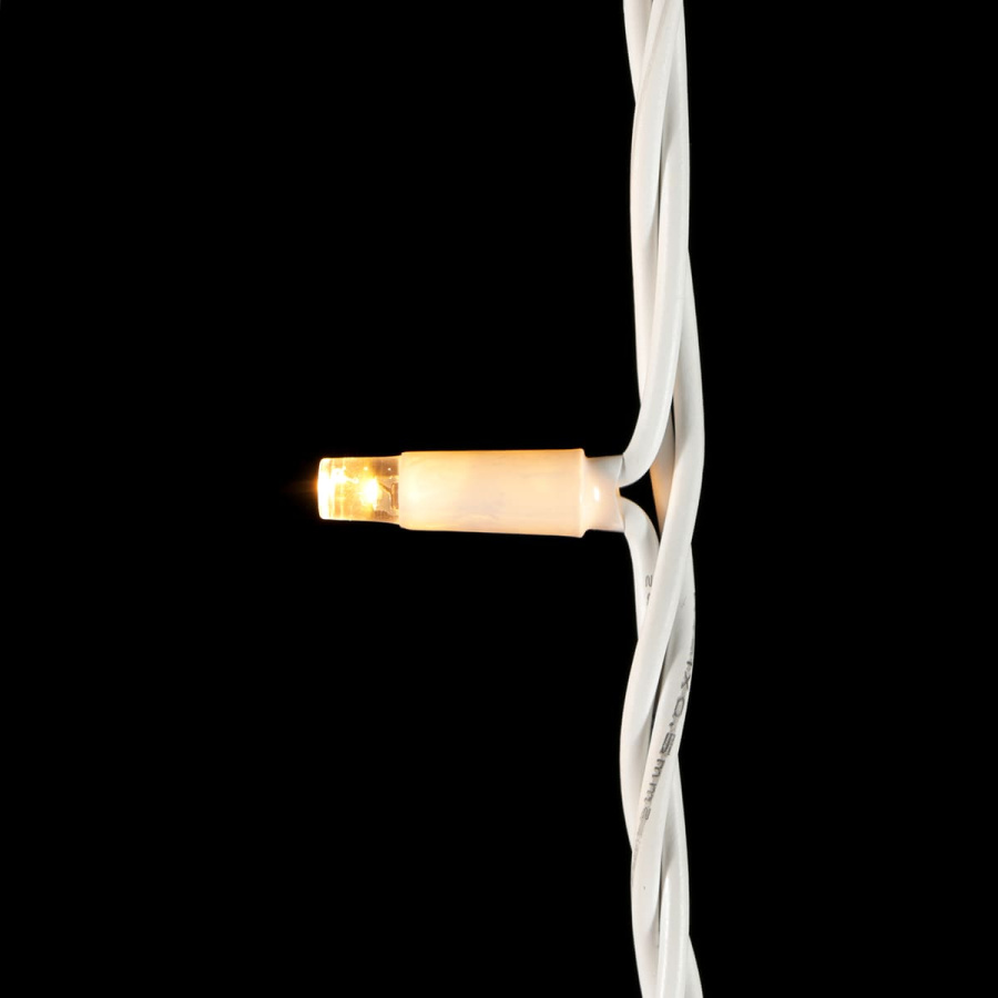 Гирлянда Нить 10м Тепло-Белая с Мерцанием Белого Диода 220В, 75 LED, Провод Белый Каучук, IP65