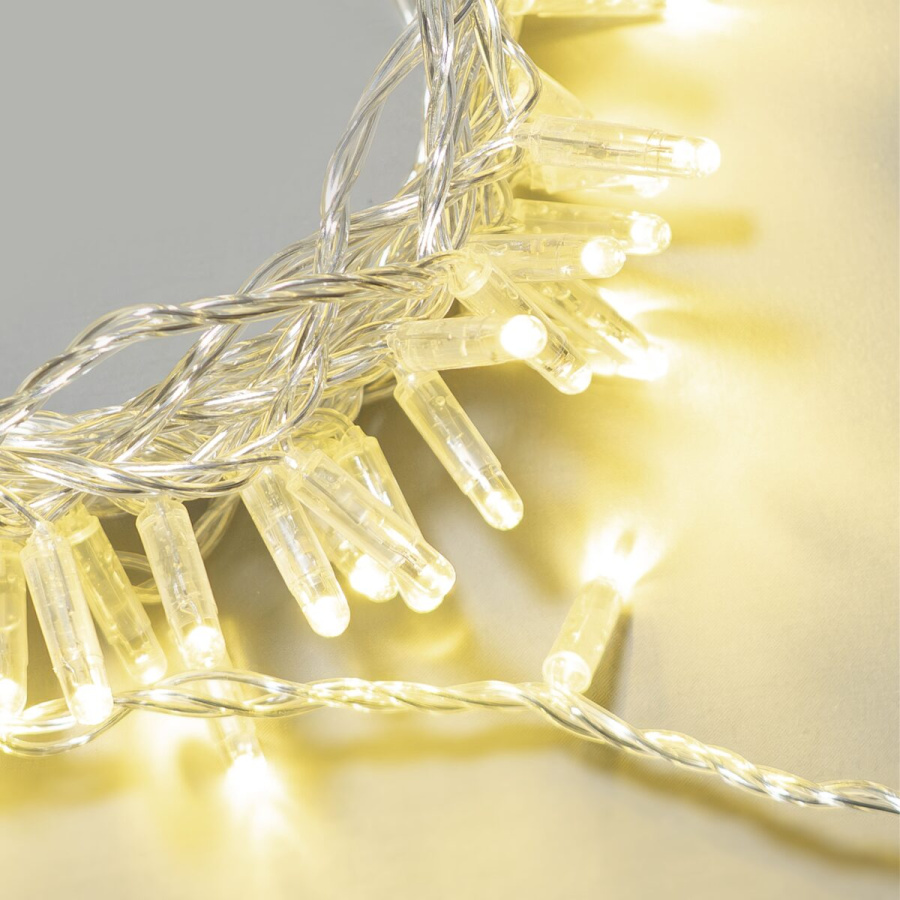 Гирлянда Нить с Колпачком 10м Шампань 220В, 100 LED, Провод Прозрачный ПВХ, IP65