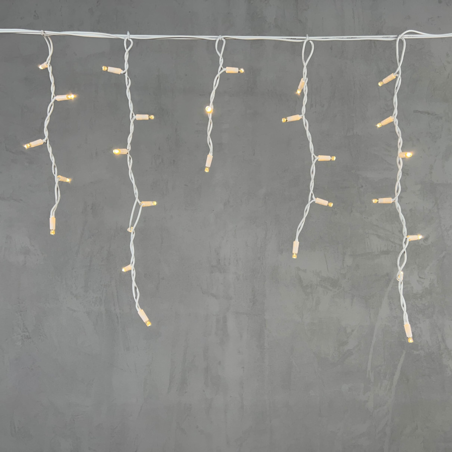 Гирлянда Бахрома 3,1 x 0,5 м Тепло-Белая 220В, 120 LED, Провод Белый Каучук, IP65