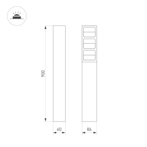 Светильник LGD-TILLIS-BOLL-H900-12W Warm3000 (GR, 92 deg, 230V) (Arlight, IP65 Металл, 3 года)