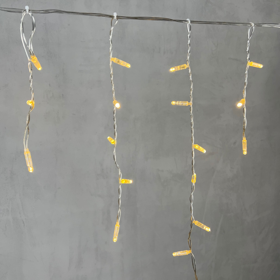 Гирлянда Бахрома с Колпачком 3,1 x 0,5 м Тепло-Белая 220В, 120 LED, Провод Прозрачный ПВХ, IP65