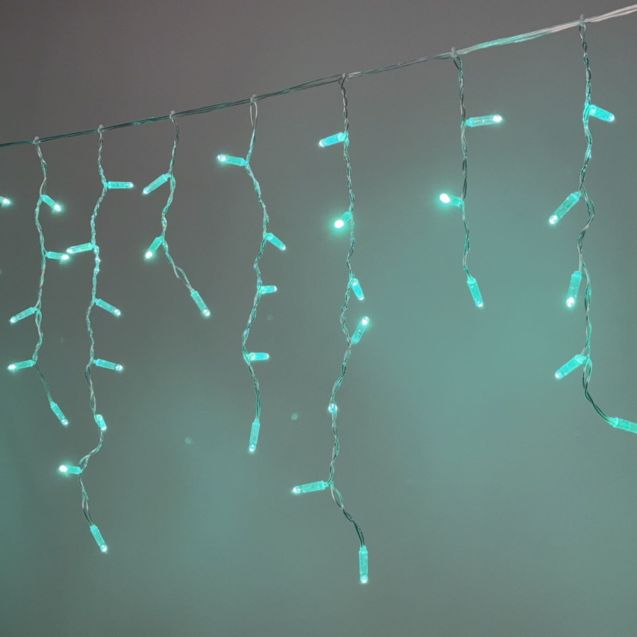 Гирлянда Бахрома с Колпачком 3,1 x 0,5 м Аква 220В, 120 LED, Провод Прозрачный ПВХ, IP65