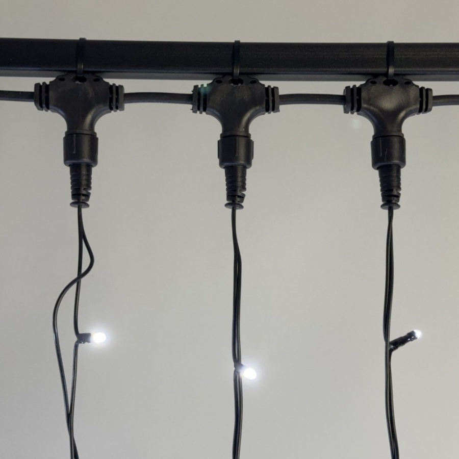Гирлянда Занавес 2 x 2 м Белый 220В, 400 LED, Провод Черный ПВХ, IP54