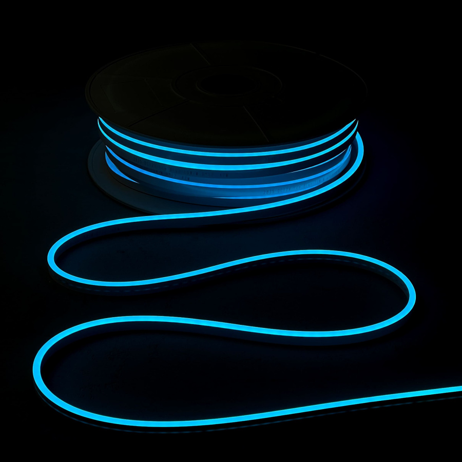 Односторонний Гибкий Неон 8х16мм Небесно-Голубой 12В, IP65