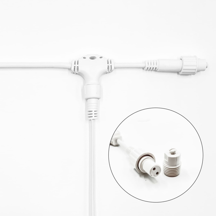 Белт-Лайт UNIBELT 10м, Провод Белый Каучук, Шаг 50 см, 20 Подвесных Патронов, IP65