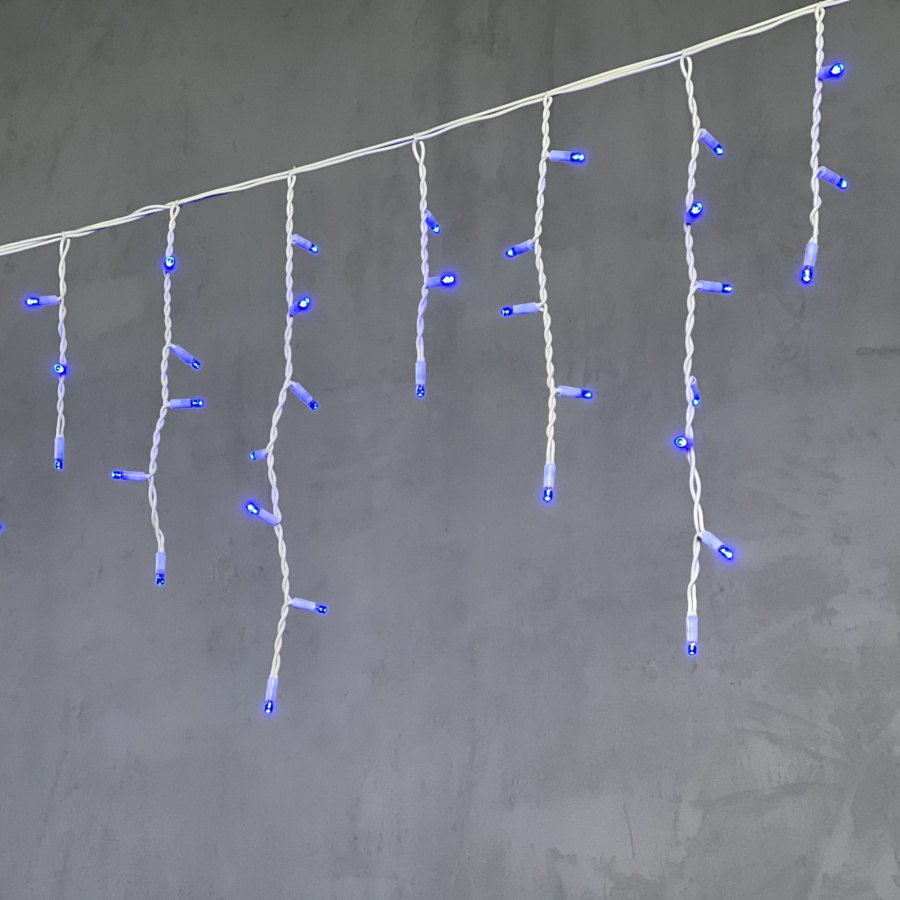Гирлянда Бахрома 3,1 x 0,5 м Синяя 220В, 120 LED, Провод Белый Каучук, IP65
