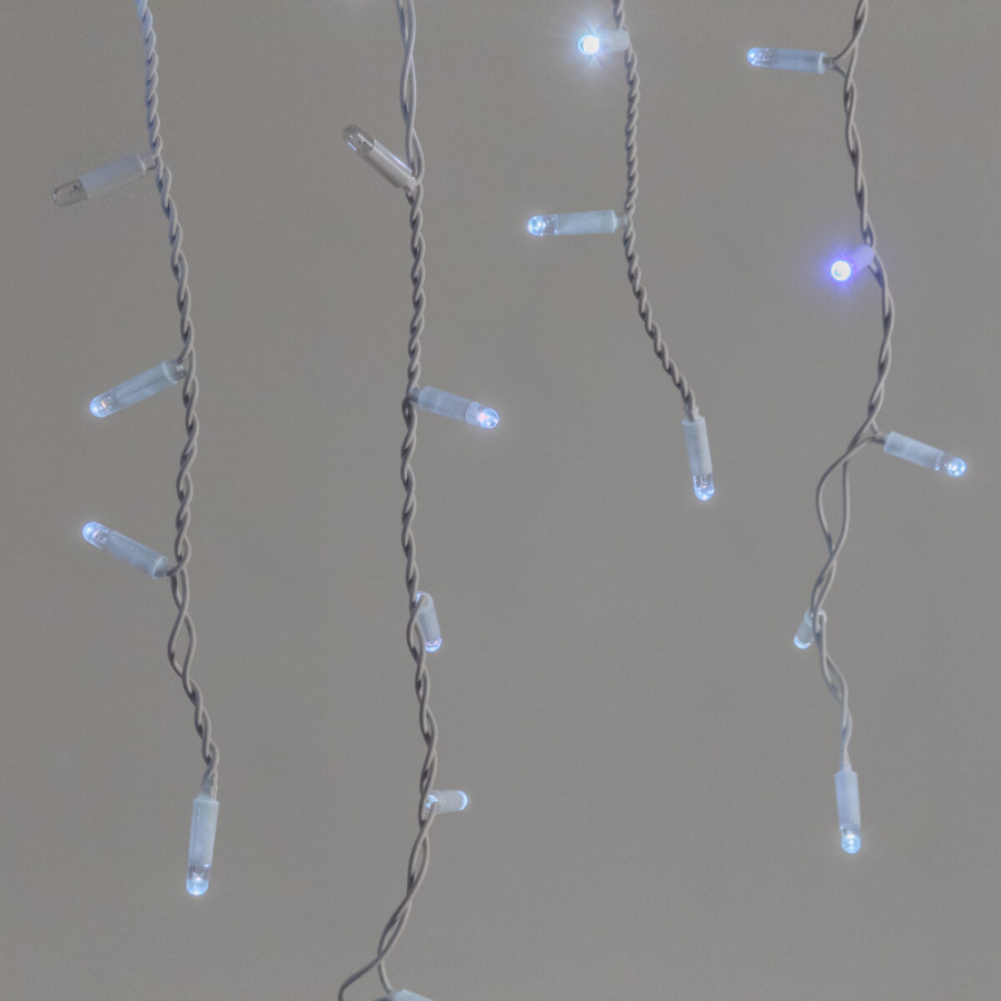 Гирлянда Бахрома 3,1 x 0,5 м Белая с Мерцанием Белого Диода 220В, 120 LED, Провод Белый Каучук 2,3мм, IP65