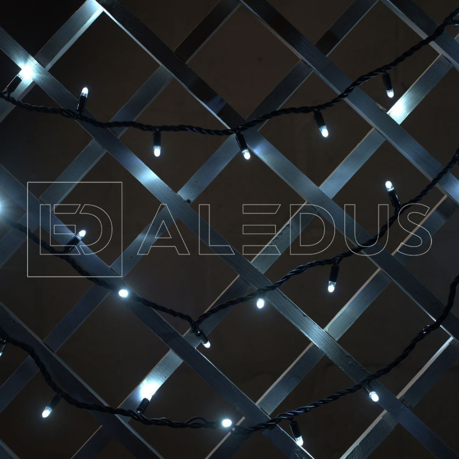 Гирлянда (Нить) ALEDUS, 220 В, 10 м, черный провод, резина, белый, без мерцания