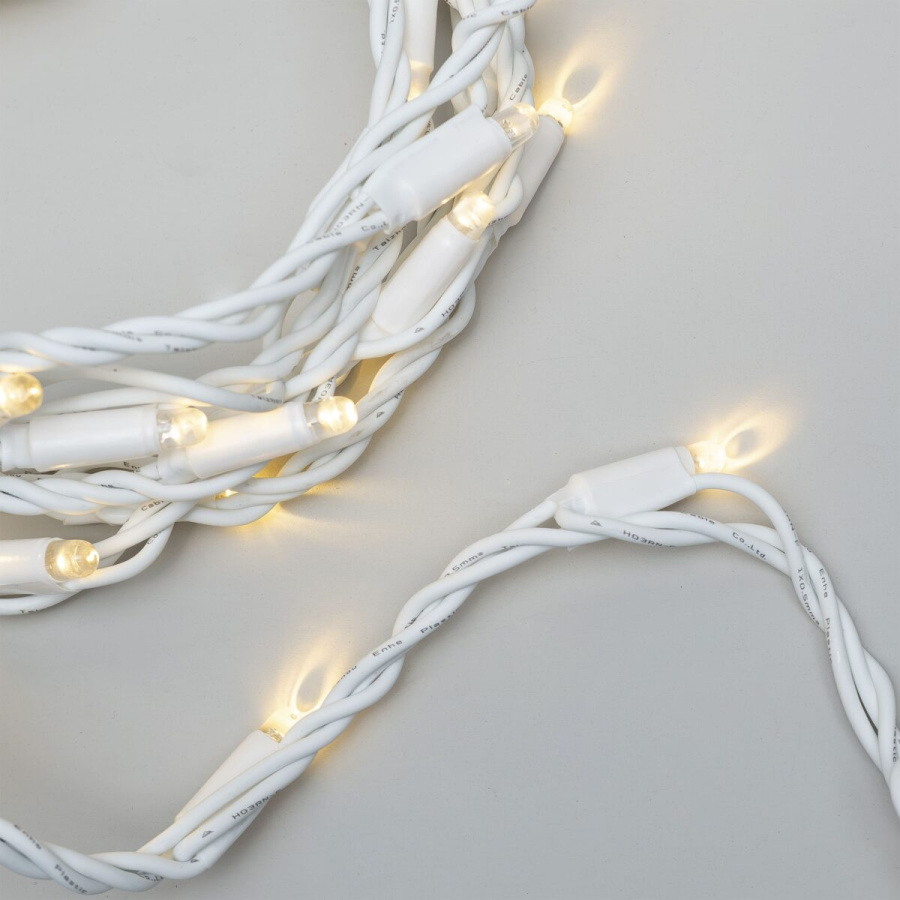 Гирлянда Нить Тверская 5м Тепло-Белая с Контроллером 24В, 54 LED, Провод Белый Каучук, IP65