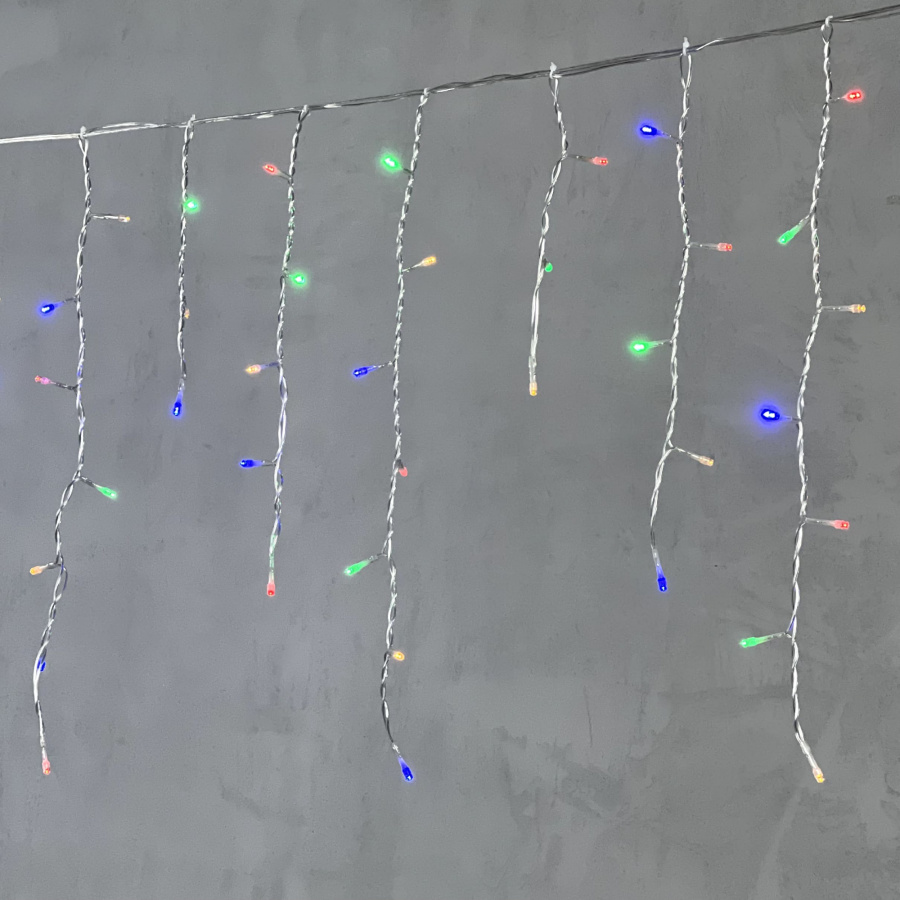 Гирлянда Бахрома 3,1 x 0,5 м Разноцветная 220В, 150 LED, Провод Прозрачный ПВХ, IP54