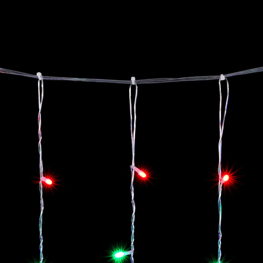 Гирлянда Занавес Облегченный 2 x 3 м Разноцветный 220В, 600 LED, Провод Прозрачный ПВХ, IP54