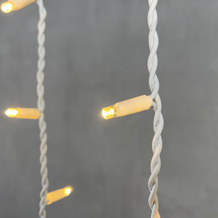 Гирлянда Бахрома 3,2 x 0,9 м Тепло-Белая 220В, 168 LED, Провод Белый Каучук, IP65