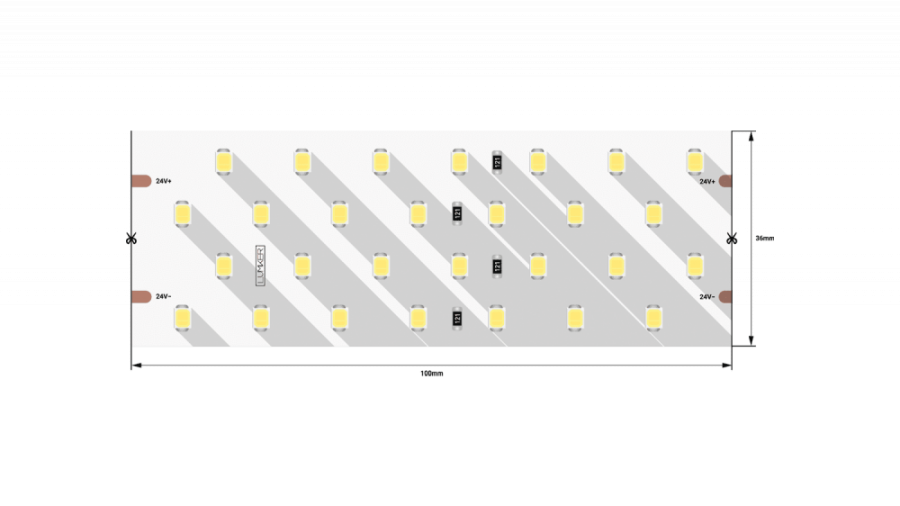 Лента светодиодная Lumker LK2H, 280 LED/м, 26 Вт/м, 24В, IP33, Теплый белый (3000K)