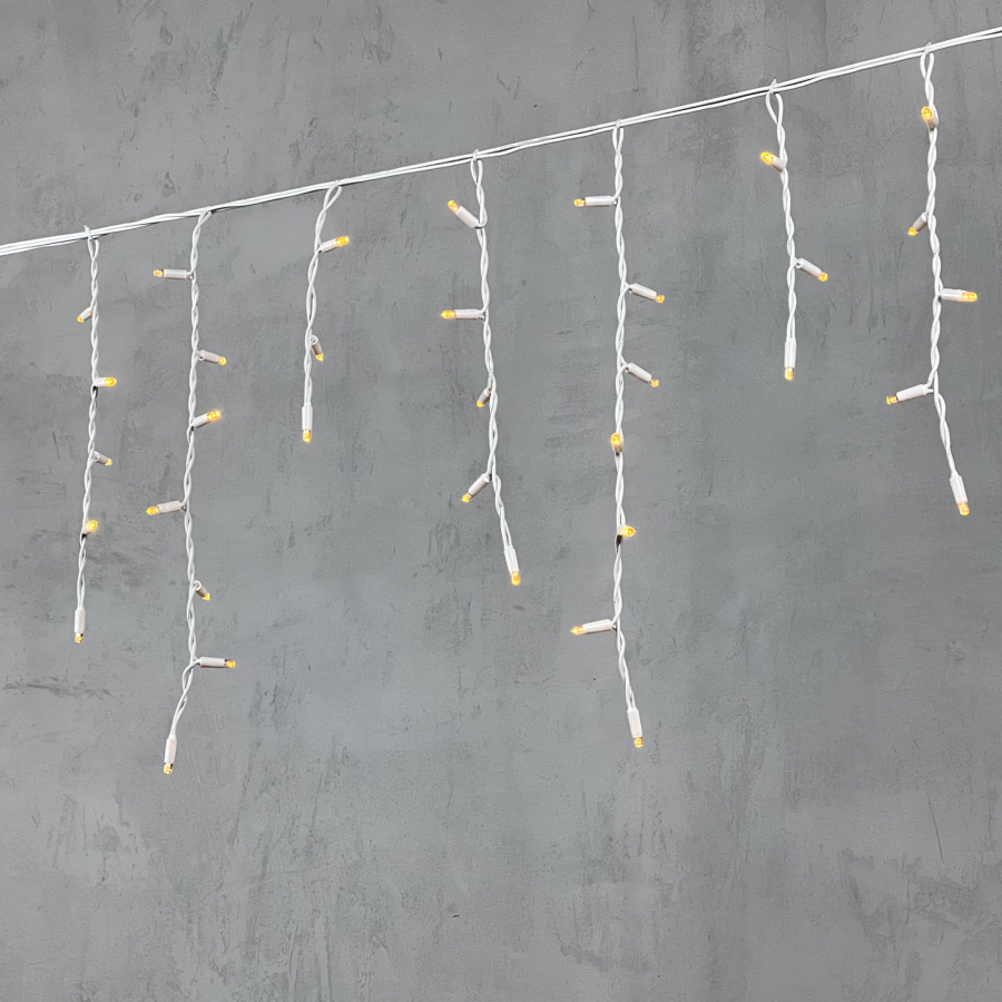 Гирлянда Бахрома 3,1 x 0,5 м Желтая 220В, 120 LED, Провод Белый Каучук, IP65