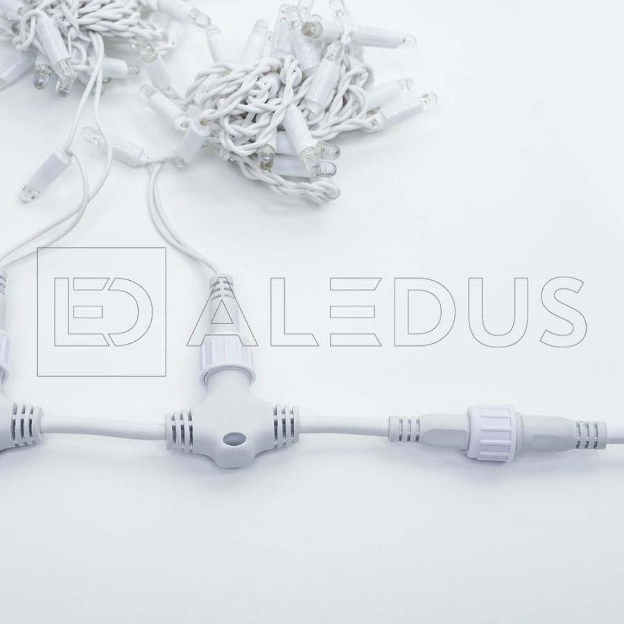 Занавес ALEDUS, 220 В, 2x3 м, белый провод, ПВХ, белый, с мерцанием