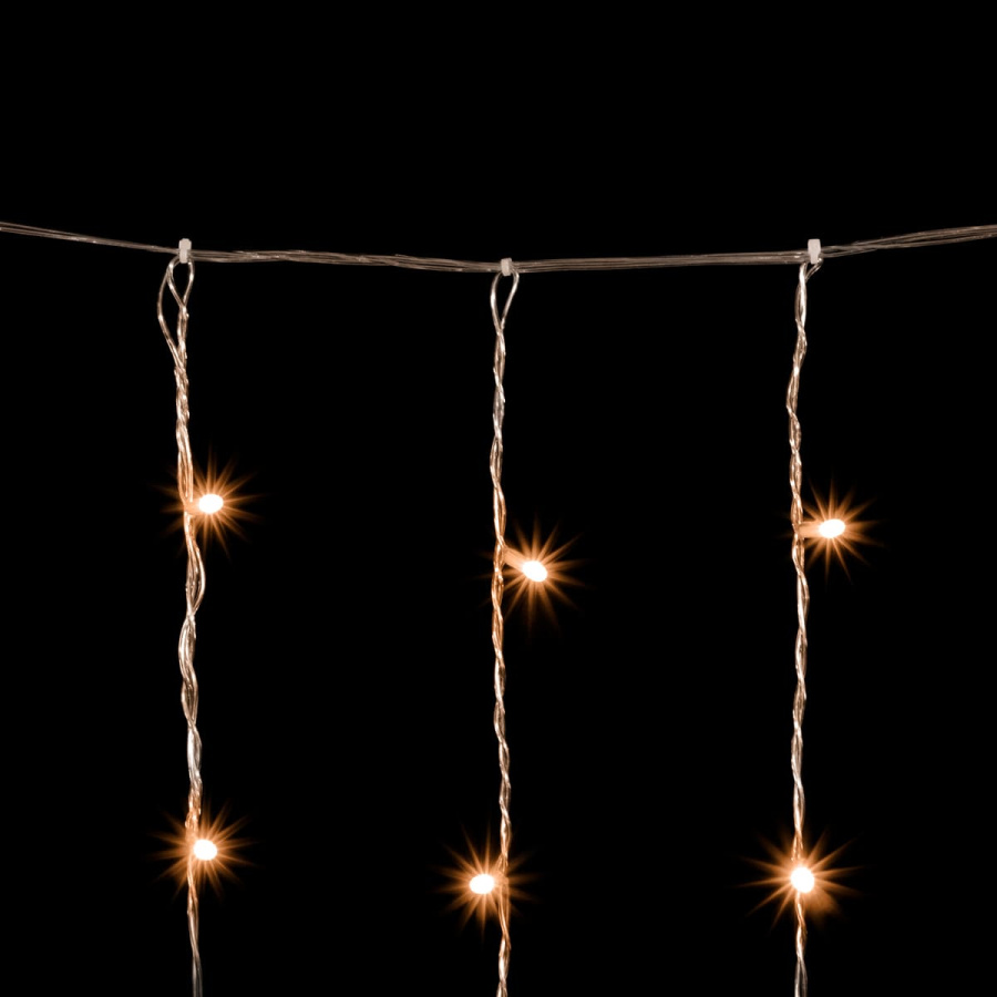 Гирлянда Занавес Облегченный 2 x 3 м Тепло-Белый 220В, 600 LED, Провод Прозрачный ПВХ, IP54