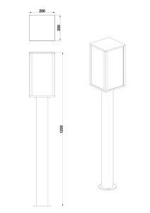 Светильник "Гарда" Bollard light  220V E27 100W  G4077- 1200.  Цвет: черный