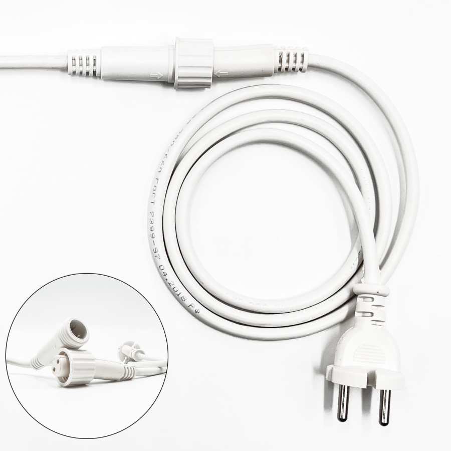 Белт-Лайт UNIBELT 10м, Провод Белый Каучук, Шаг 100 см, 10 Подвесных Патронов, IP65