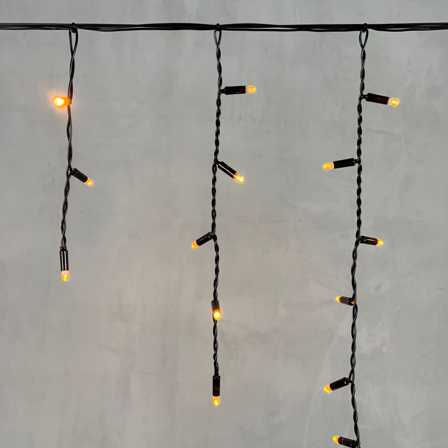 Гирлянда Бахрома с Колпачком 3,1 x 0,5 м Желтая 220В, 120 LED, Провод Черный ПВХ, IP65