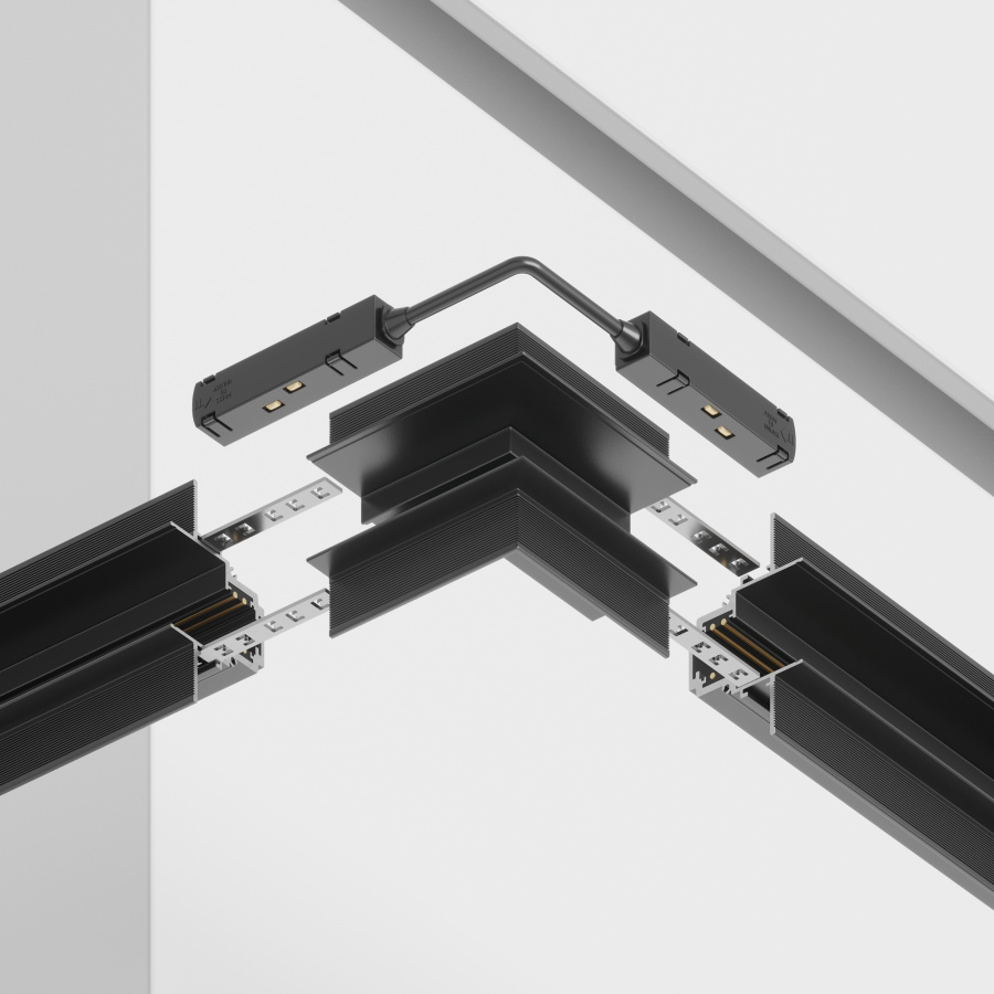 Угловой коннектор внешний S35 встраиваемый черный для встраиваемой трековой системы Technical TRA004OCL-22B
