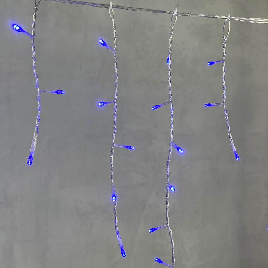 Гирлянда Бахрома 3,1 x 0,5 м Синяя 220В, 150 LED, Провод Прозрачный ПВХ, IP54