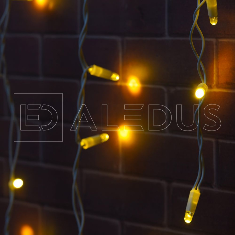Бахрома (Айсикл) ALEDUS, 220 В, 3x0.9 м, IP65, белый провод, теплый белый, без мерцания