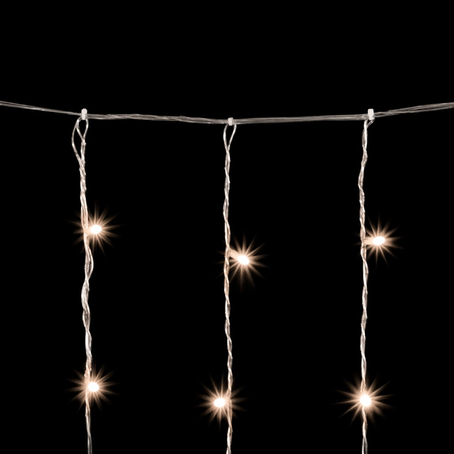 Гирлянда Занавес Облегченный 2 x 2 м Тепло-Белый 220В, 400 LED, Провод Прозрачный ПВХ, IP54